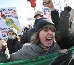 Учасниця акції протесту ”Проти деградації освіти” в Києві, 28 лютого 2011 р.